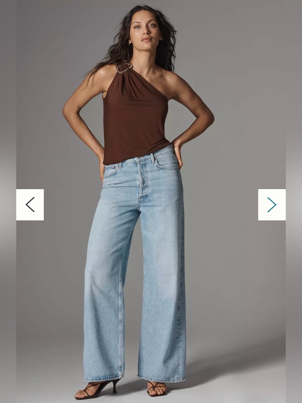 NWT Anthro Buckle Top - One Shoulder, Hardware, Brown, Metallic, Left Coast
